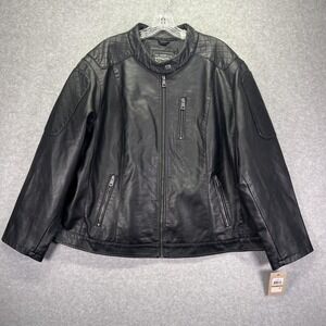 Levis Jacket Womens 3X Black Faux Leather Moto Biker Full Zip Pockets